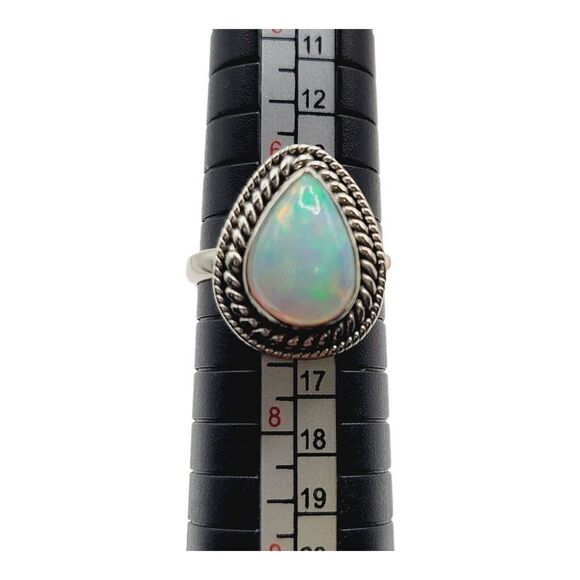 Ethiopian Opal Ring Natural Gemstone 925 Solid Sterling Silver Handmade Designer - Picture 5 of 7